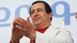 Prosperous Armenia Party leader Gagik Tsarukian attends an election campaign rally in Yerevan in May.