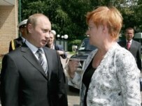 Putin spoke at an ethnic festival east of Moscow, where his guests included Finnish President Tarja Halonen (ITAR-TASS)