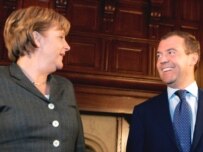 German Chancellor Merkel will look to assess where Dmitry Medvedev stands (epa)
