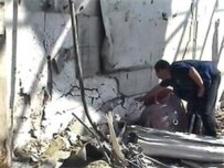 Police investigating the explosion on August 21 (RFE/RL)