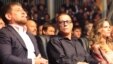 Hilary Swank (right) with Belgian actor Jean-Claude Van Damme (center) and Chechen leader Ramzan Kadyrov (left) at the latter