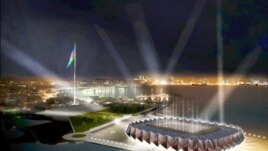 A computer simulation of Baku Crystal Hall, where the 2012 Eurovision Song Contest will be held.
