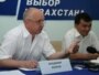 Algha leader Vladimir Kozlov with Communist leader Qadyr Qoshqarov hold a  press conference in Almaty.