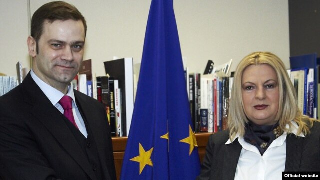 Šefovi delegacija Srbije i Kosova na pregovorima, Borko Srefanović i Edita Tahiri, Brisel, mart 2011