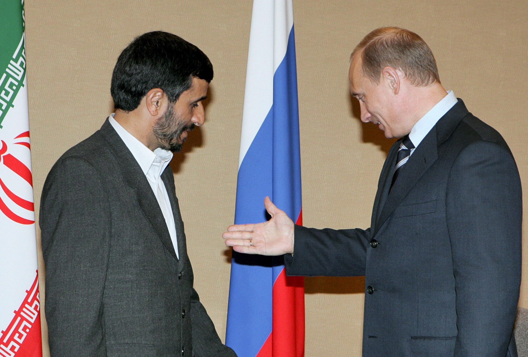 Iranian President Mahmud Ahmadinejad (left) with his Russian counterpart, Vladimir Putin (epa)
