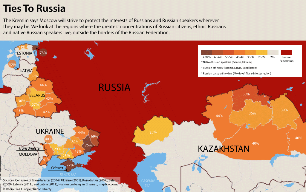 russia on map of europe