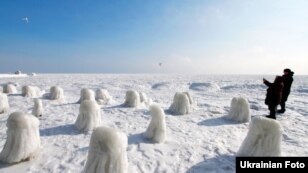 The icy Black Sea off the coast of Odessa 