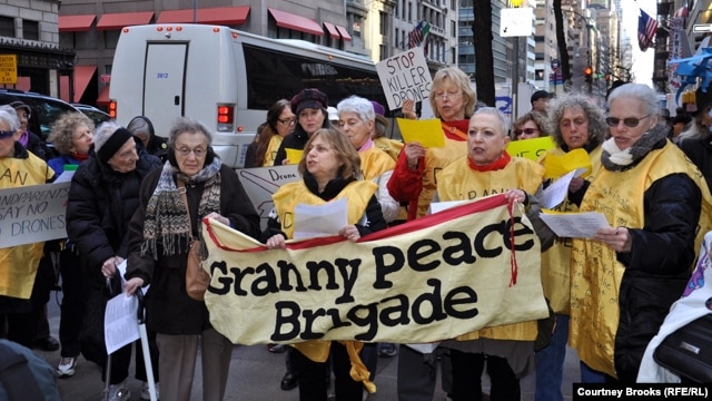 Grandmothers Against the War protest in New York on April 3.