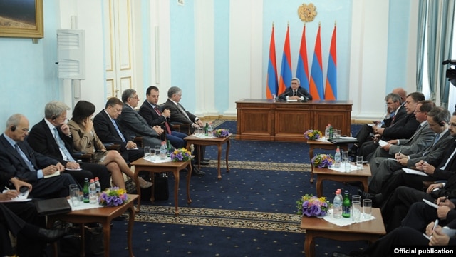 Armenia - President Serzh Sarkisian meets with visiting U.S., Russian and European ambassadors to the OSCE headquarters in Vienna, 7Sept2012.