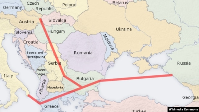The route of the South Stream gas pipeline