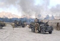 ISAF troops with Range Rovers in Nazwad, Afghanistan (AFP)