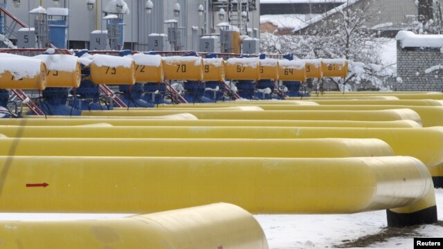A natural-gas compressor station in the Ukrainian village of Boyarka
