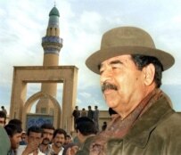 Saddam Hussein at the opening of a mosque in Tikrit in April 1998 (AFP)