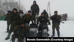 Russian volunteer fighter Bondo Dorovskikh and friends