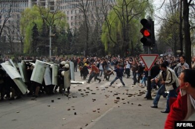 Postelection demonstrations turned violent in Chisinau on April 7.