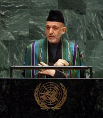 Karzai addresses the general debate of the 61st session of the General Assembly of the UN on September 20 (epa)