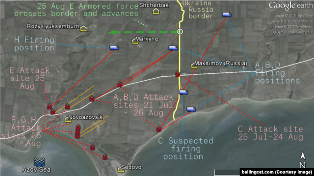 Наступление на Мариуполь: точки на территории России, откуда велись обстрелы, и их направления 