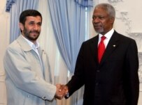 President Mahmud Ahmadinejad (left) with UN Secretary-General Kofi Annan (epa)