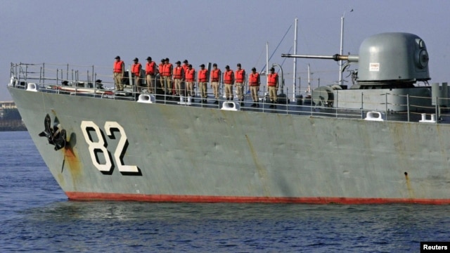 The Iranian Navy destroyer "Shahid Naqdi" is pictured at Port Sudan on October 31.