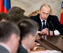 President Putin conducting a cabinet session on 5 December (epa)