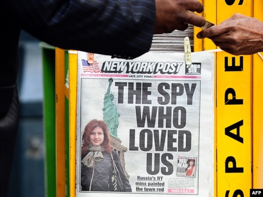 A New York newspaper shows one of the Russians arrested for attempted espionage.