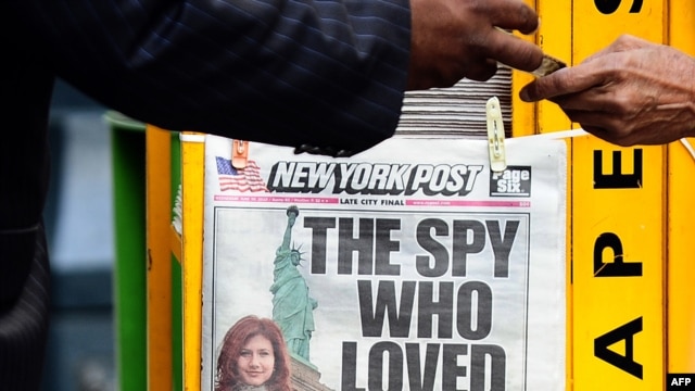 A New York newspaper shows one of the Russians arrested for attempted espionage.