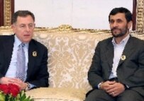 Lebanese Prime Minister Siniora (left) with Iranian President Mahmud Ahmadinejad at a meeting in December 2005 (epa)