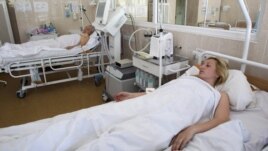 People injured in the bombings recover in a Dnipropetrovsk hospital in late April.