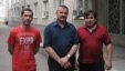 (слева направо): Фарход Алимов, второй пилот, Азам Нодиров, командир экипажа, Сангинмурод Каримов, стюард    