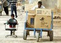 Broken families? A father and son looting in Iraq (file photo)