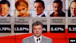 Ukraine's new president, Petro Poroshenko, speaks during a press conference in Kyiv on May 26.