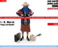 The poster for the 2006 One World documentary film festival in Prague (courtesy)