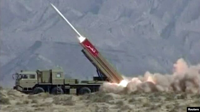 A Pakistani military handout from April 2011 of a test-firing of the Hatf IX (NASR) missile at an undisclosed location.