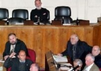 Georgian lawmakers on 15 February debating the Russian peacekeeping mission (AFP)