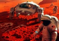 An artist's conception of a future Mars mission