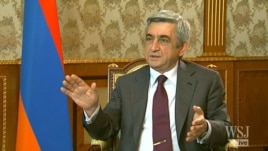 Armenia - A video grab of President Serzh Sarkisian's interview with "The Wall Street Journal," 9Nov2012 (www.wsj.com).
