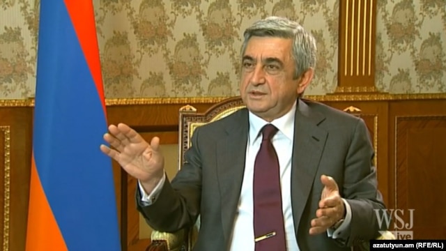 Armenia - A video grab of President Serzh Sarkisian's interview with "The Wall Street Journal," 9Nov2012 (www.wsj.com).