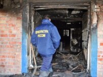 The site of the burned-out retirement home in southern Russia today (ITAR-TASS)