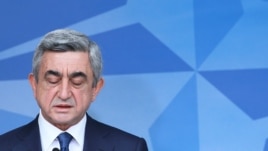 Armenian President Serzh Sarkisian at NATO's headquarters in Brussels
