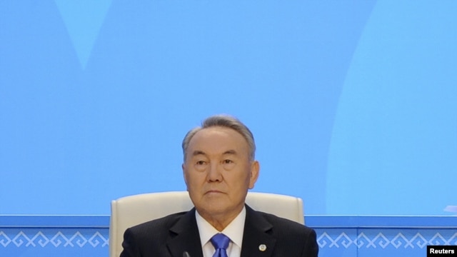 Kazakh President Nursultan Nazarbaev attends the Nur Otan political party congress in Astana today.