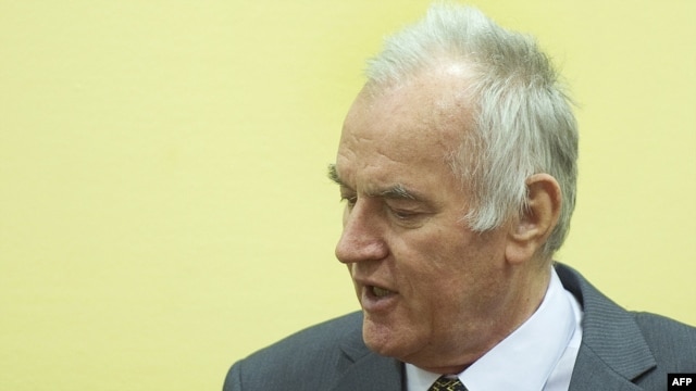Former Bosnian Serb army commander Ratko Mladic at his trial at the International Criminal Tribunal for the former Yugoslavia in The Hague.