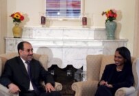 U.S. Secretary of State Condoleezza Rice (right) meets with Iraqi Prime Minister-designate Nuri Kamil al-Maliki at the U.S. Ambassadors House in Baghdad, April 25 (epa)