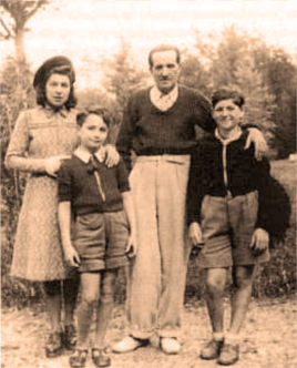 Jules Boucherit cu elevii săi Serge Blanc, Denise Soriano și Devy Erlich la Fontainebleau în 1941