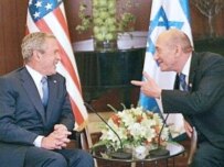 U.S. President George W. Bush (left) holds talks with Israeli Prime Minister Ehud Olmert (AFP)