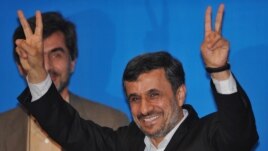 Iranian President Mahmud Ahmadinejad gestures during a press conference as part of the Bali Democracy Forum.