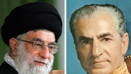 Iran's Supreme Leader Ayatollah Ali Khamenei (left) and Mohammad Reza Pahlavi, the deposed shah