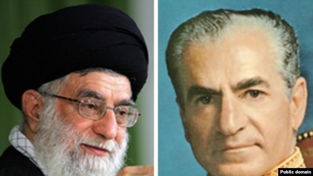 Iran's Supreme Leader Ayatollah Ali Khamenei (left) and Mohammad Reza Pahlavi, the deposed shah