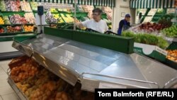 Empty shelves in Russian supermarkets could become the norm if Moscow decides to retaliate against Western sanctions by banning commodities such as fruit and vegetables from the EU.