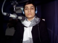 Malalai Joya at RFE/RL's Kabul bureau on 19 December (RFE/RL)