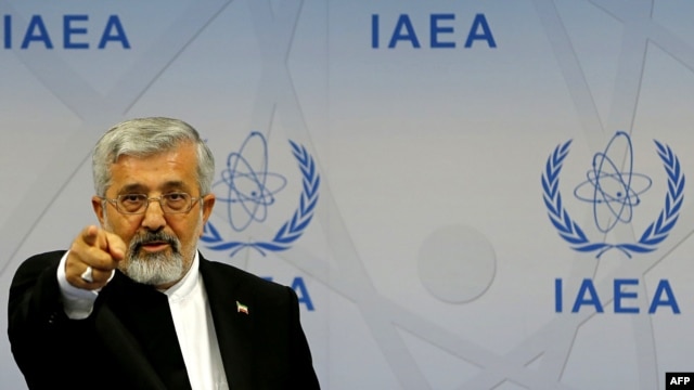 Iran's envoy to the International Atomic Energy Agency (IAEA), Ali Asghar Soltanieh, gestures during a press conference at the 56th IAEA General Conference at the IAEA headquarters in Vienna in September.